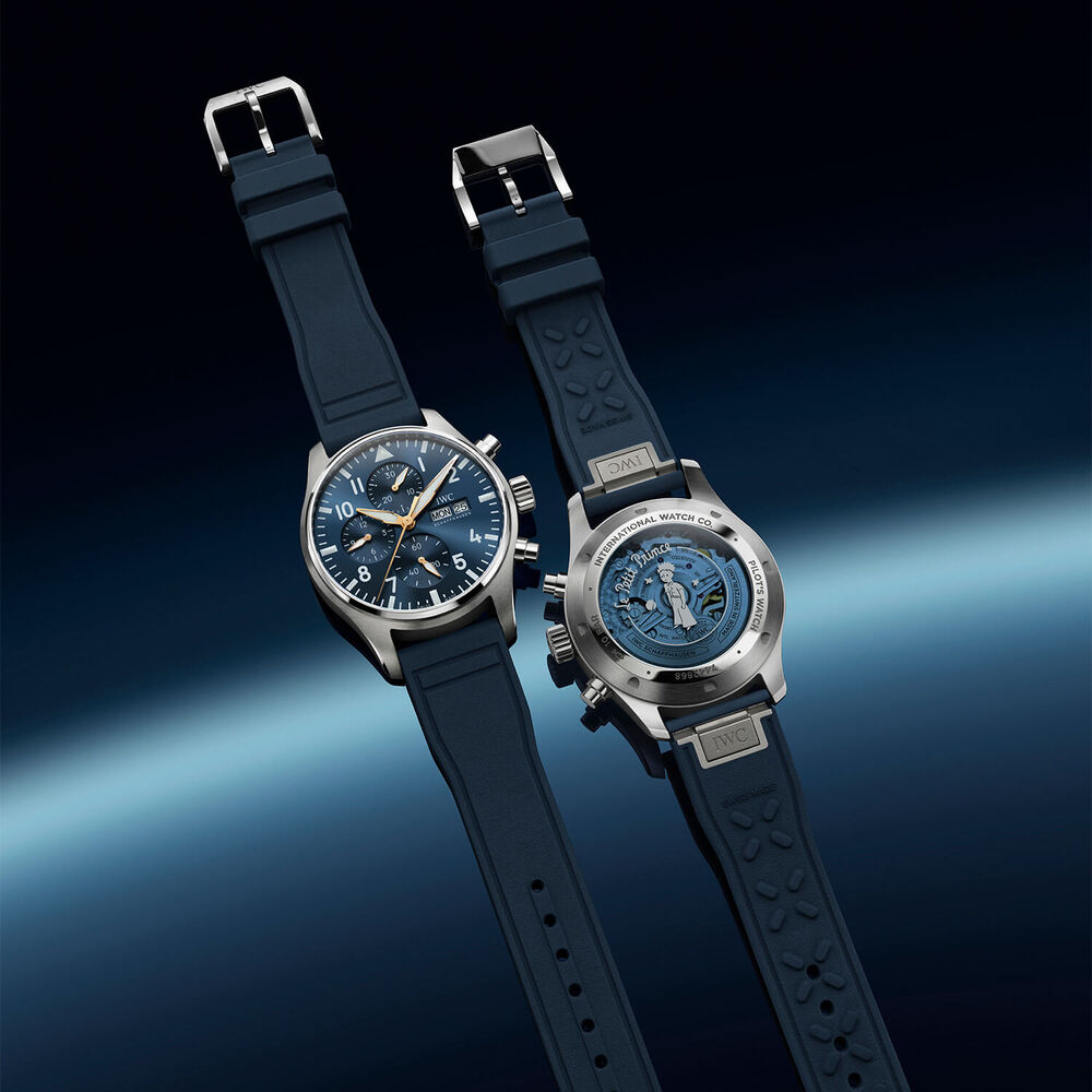 IWC Schaffhausen Pilot's Chronograph Le Petit Prince 43mm Blue Dial & Rubber Strap Watch