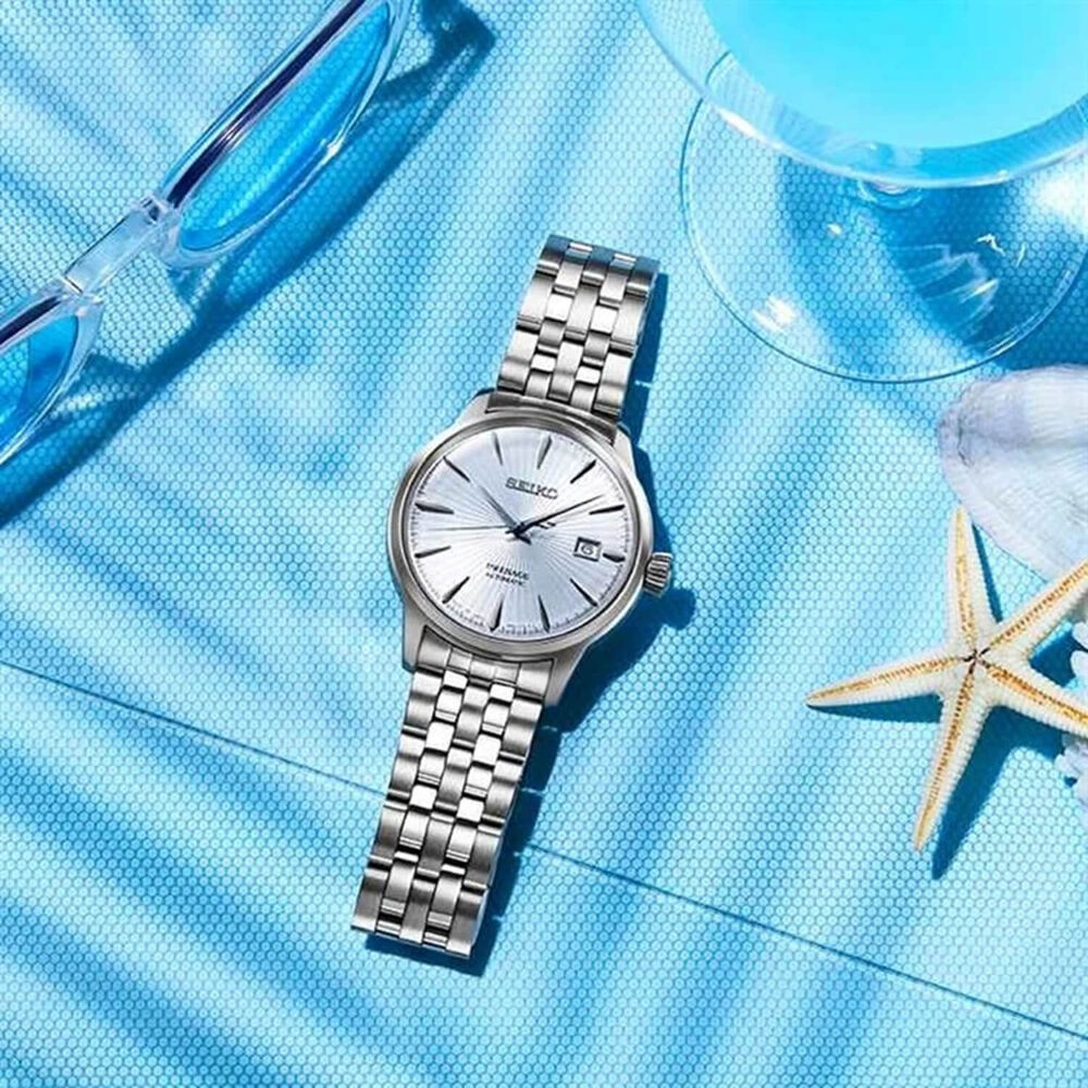 Seiko Presage Cocktail &lsquo;Skydiving&rsquo; 40.5mm Blue Dial Steel Bracelet Watch
