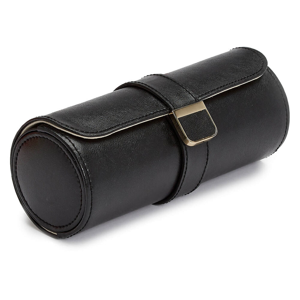 WOLF PALERMO Double Watch Roll & Jewellery Black Pouch