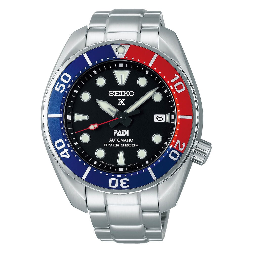 Seiko Prospex 45mm Black Dial Padi Steel Bracelet Watch