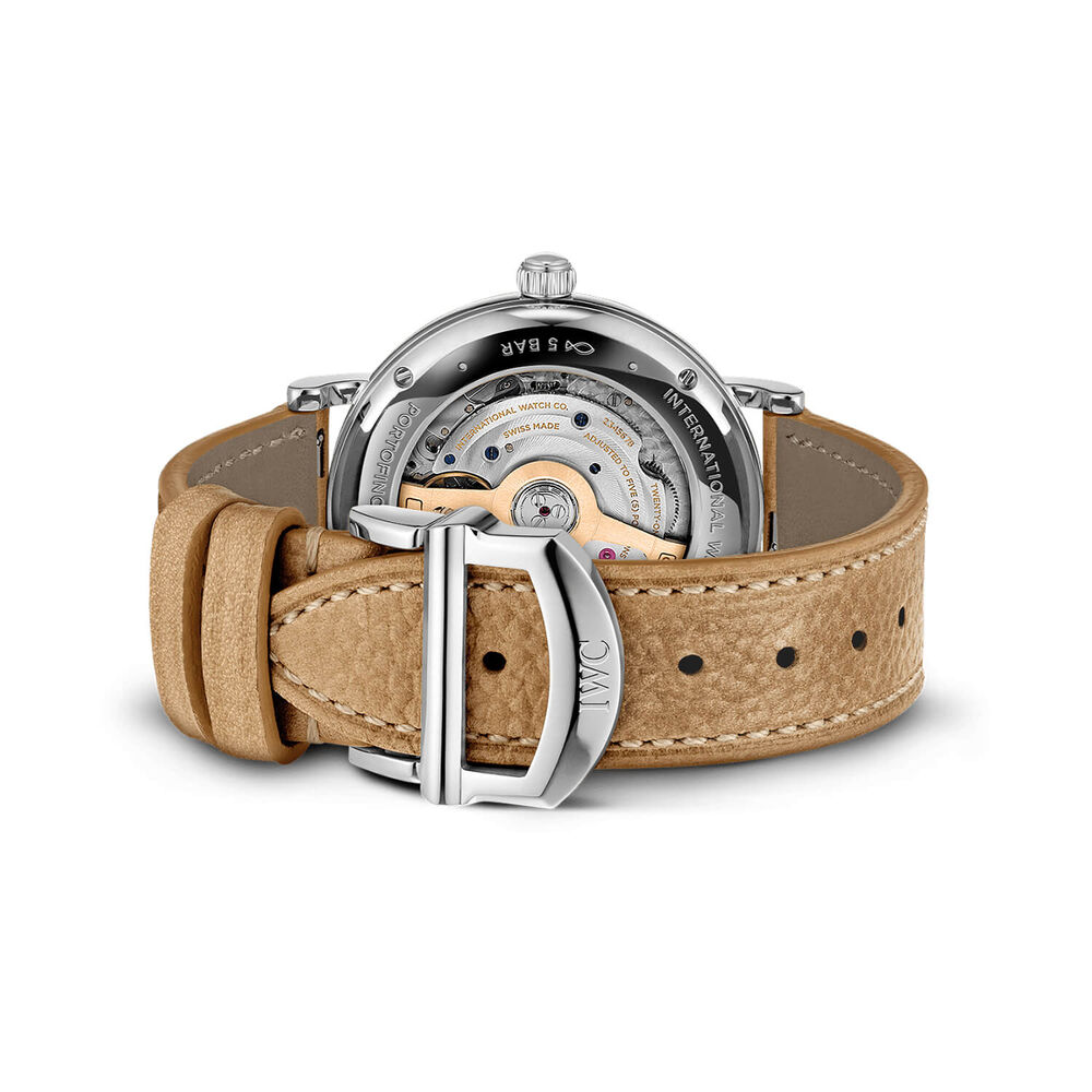 IWC Schaffhausen Portofino Automatic 37mm White Dial Beige Leather Strap Watch image number 2