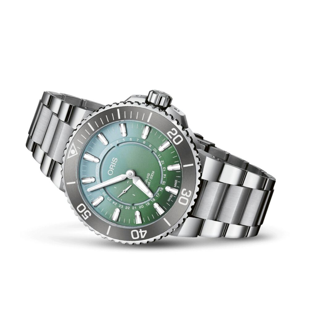 Oris Aquis Dat Watt Limited Edition II 43.5mm Green Dial Bracelet Watch image number 2