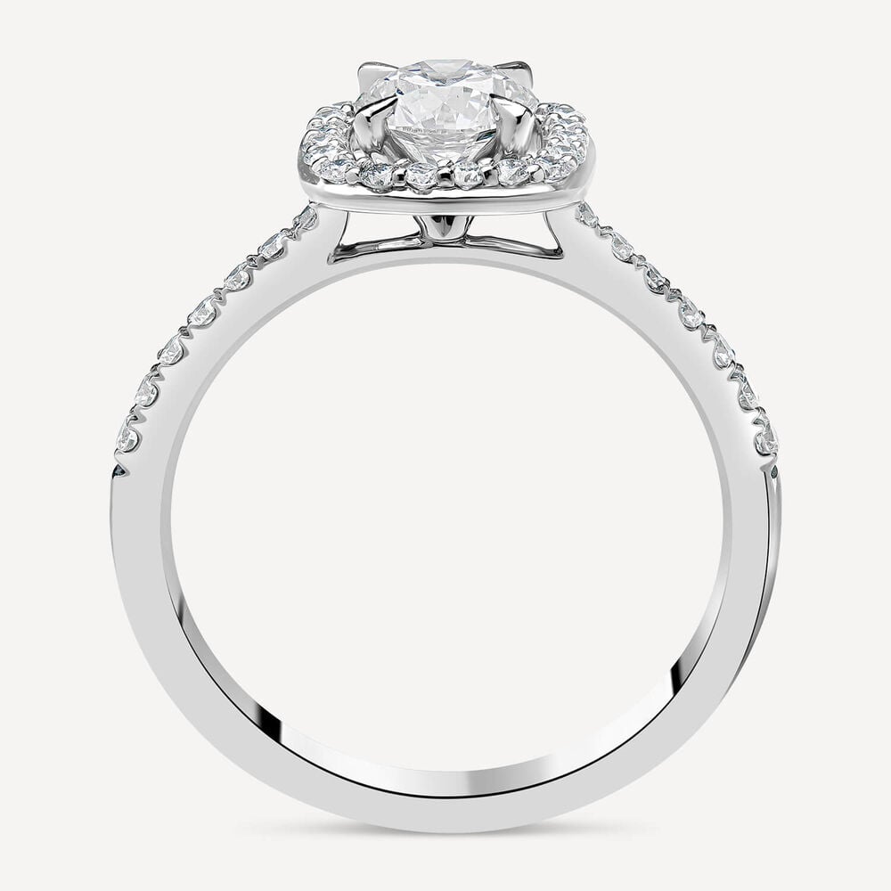 Platinum 0.60ct Cushion Diamond Halo & Shoulders Ring image number 2
