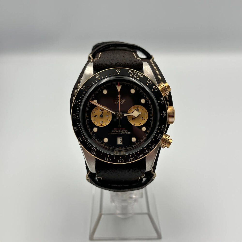 Pre-Owned TUDOR Black Bay S&G Chrono 41mm Black Dial Brown Leather Strap Watch
