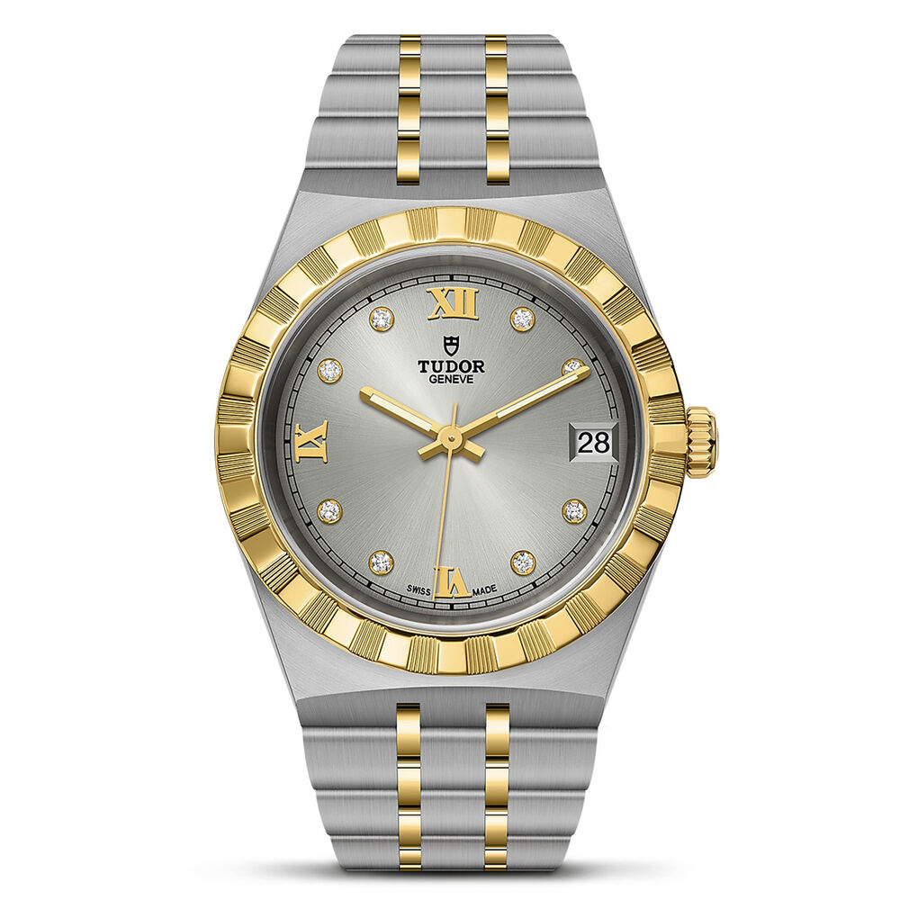 TUDOR Royal 34mm Silver Dial Diamond Dots Two Tone Steel Bracelet Watch image number 0