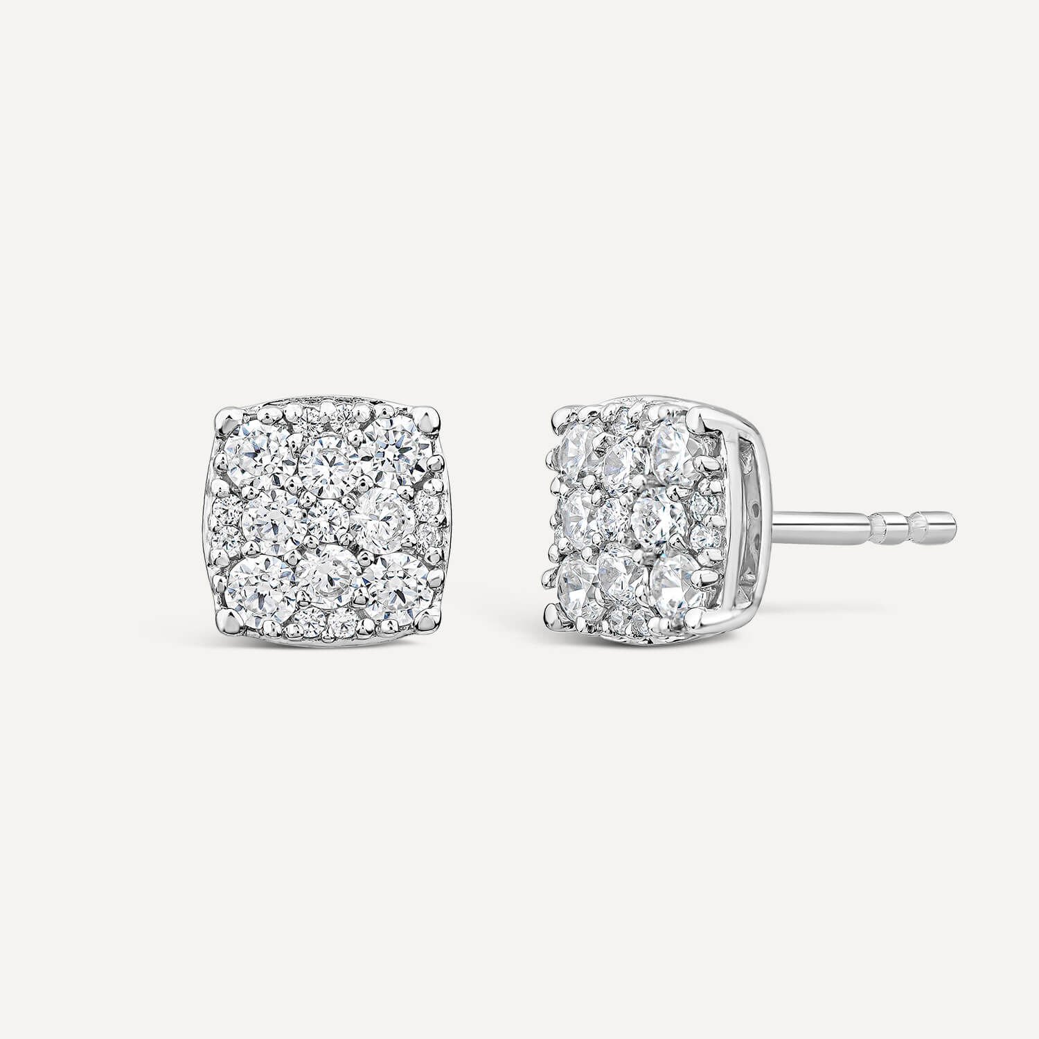 Diamond square cluster stud earrings sale