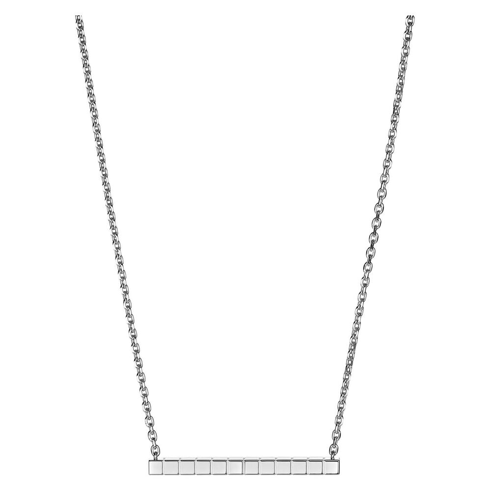 Chopard Ice Cube White Gold Half Diamond Thin Necklace image number 3
