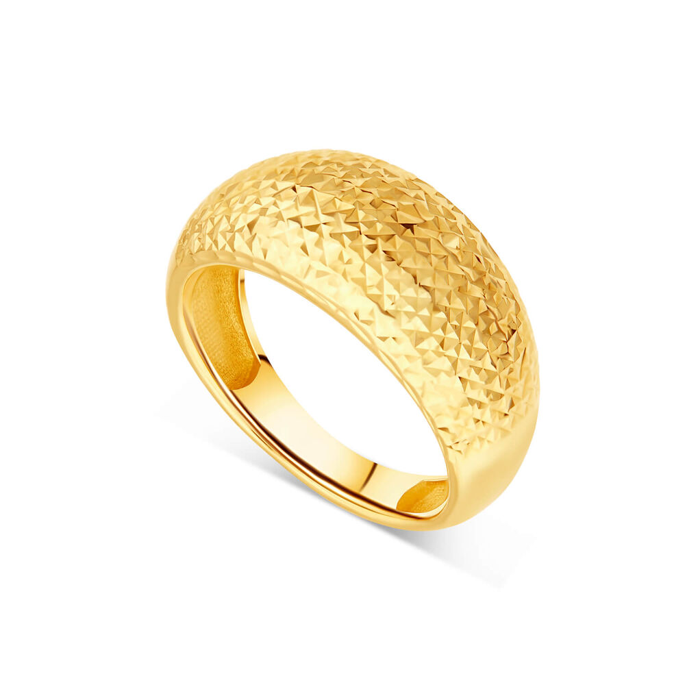 9ct Yellow Gold Diamond Cut Domed Band Ring image number 0