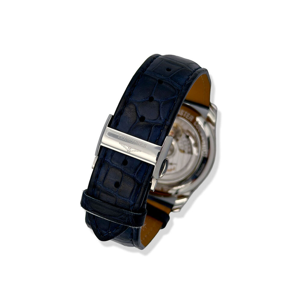Pre-Owned Longines Master Collection 40mm Silver Dial Blue Leather Strap Watch image number 2