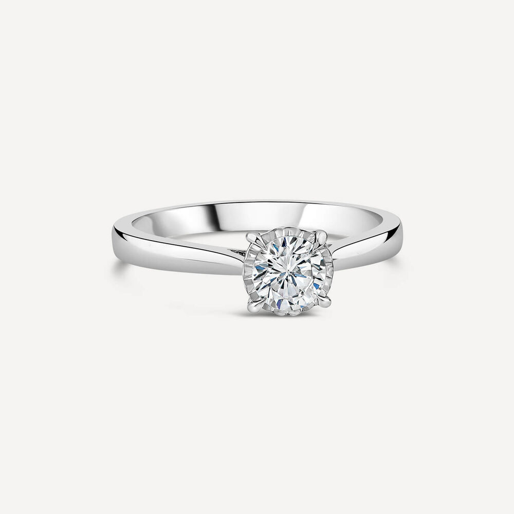 9ct White Gold 0.50ct Solitaire Illusion Plate Engagement Ring image number 2