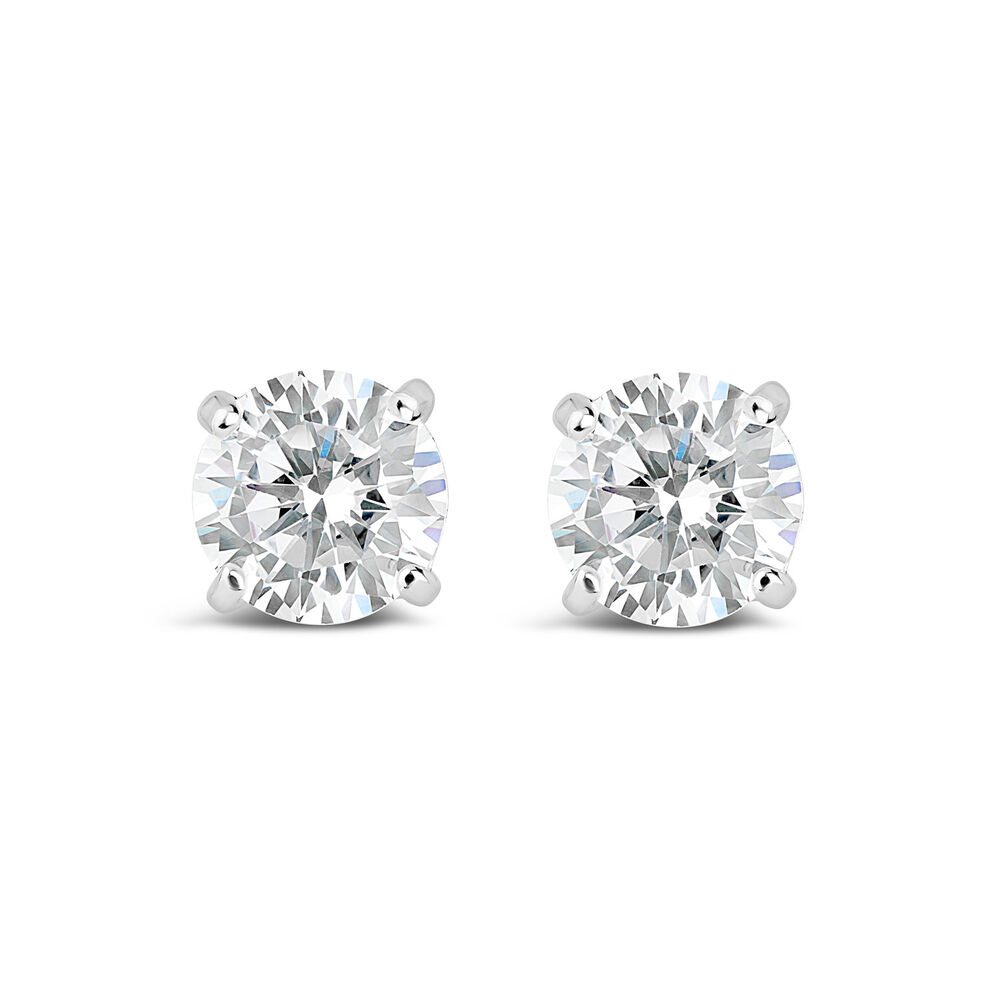 Silver 7mm cubic zirconia stud earrings image number 0