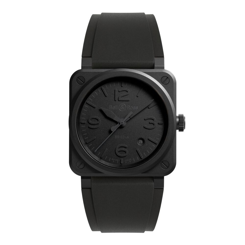 Bell & Ross BR 03 41mm Phantom Black Dial Ceramic Case Rubber Strap Watch image number 0