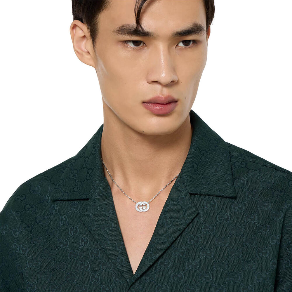 Gucci Interlocking Sterling Silver Chain Necklace image number 3