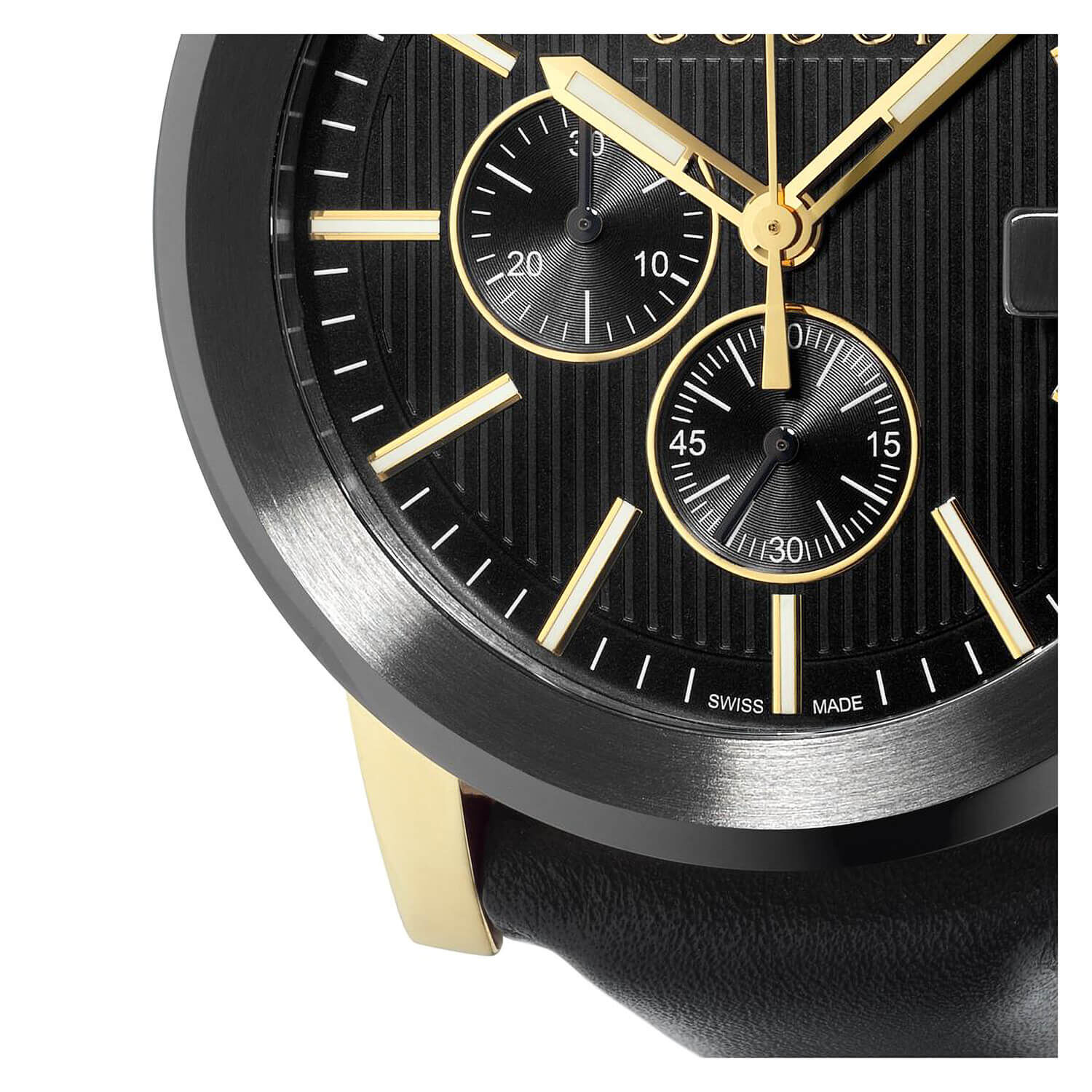 Gucci G-Chrono 44mm Yellow Gold Pvd Leather Strap Watch