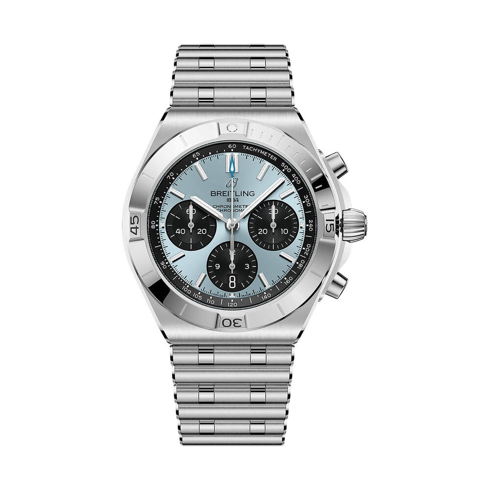Breitling Chronomat B01 Chronograph 42mm Ice Blue Steel Rouleaux Bracelet Watch