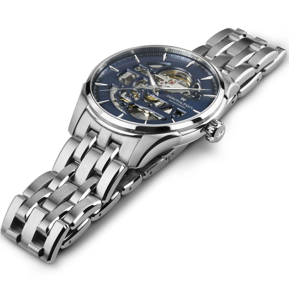 Hamilton Jazzmaster Skeleton 40mm Blue Dial Steel Bracelet Watch image number 1