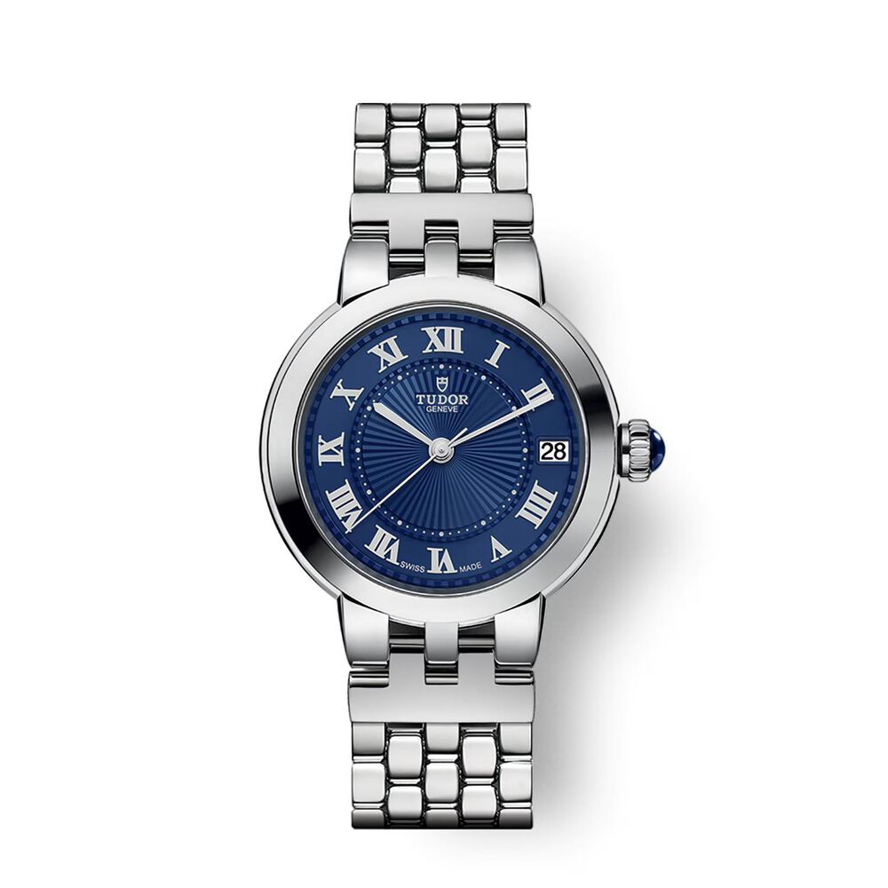 TUDOR Clair De Rose 34mm Blue Dial Roman Numerals Steel Bracelet Watch