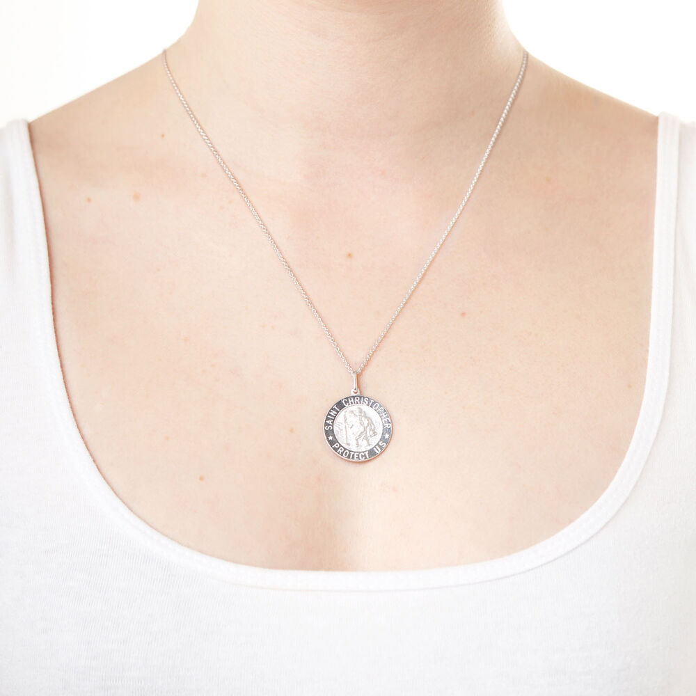 Sterling Silver St Christopher Medal (Chain Included) image number 2