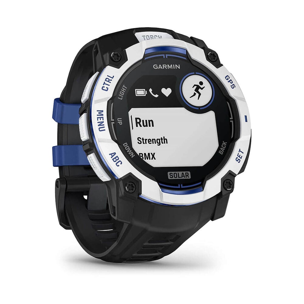 Garmin Instinct 3 50mm Solar Whitestone Bezel Bolt Blue & Whitestone Silicone Strap Watch image number 3