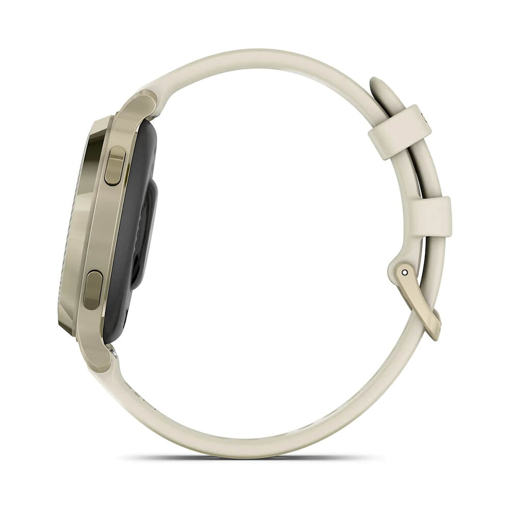 Garmin Lily® 2 Active Lunar Gold Bezel Bone Silicone Strap Watch image number 6