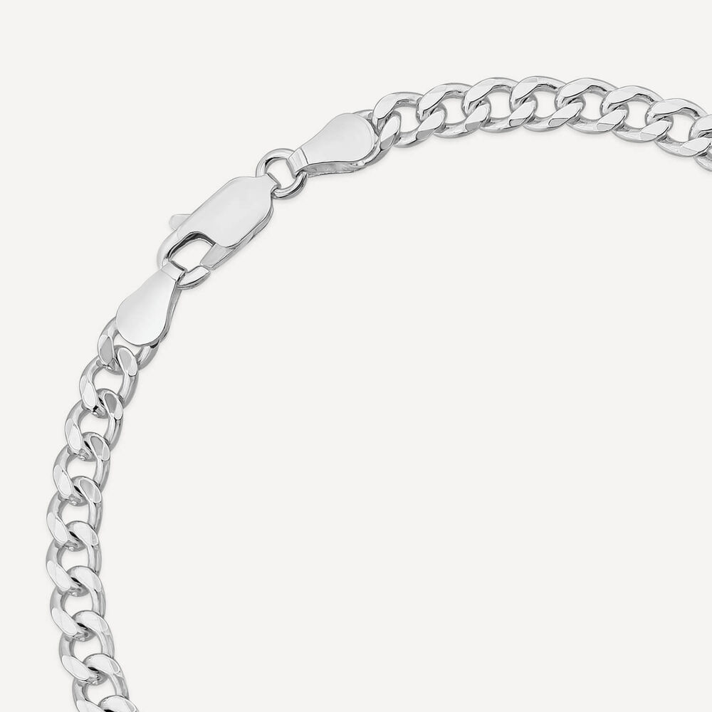 Sterling Silver Diamond Cut Curb Mens Bracelet