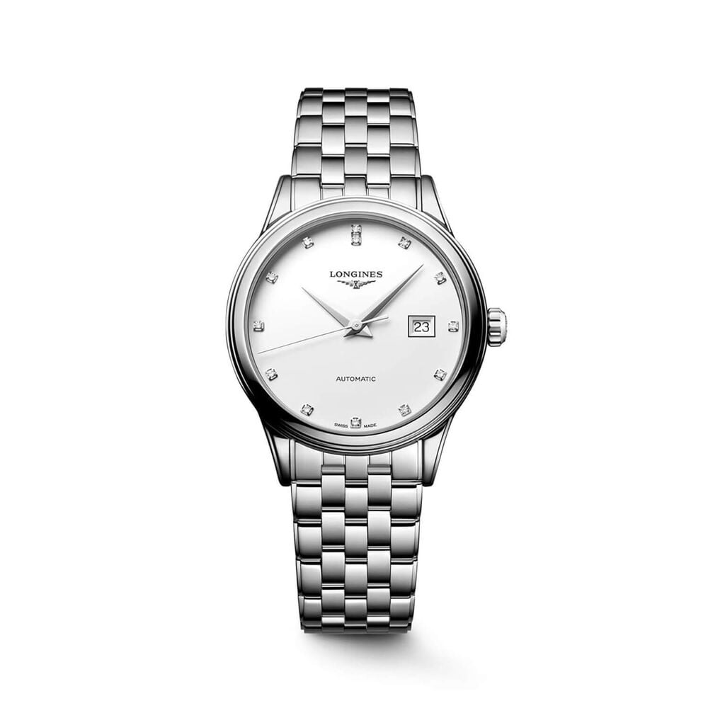 Longines Elegance Flagship Classic 30mm White Dial Diamond Dots Steel Bracelet Watch image number 0