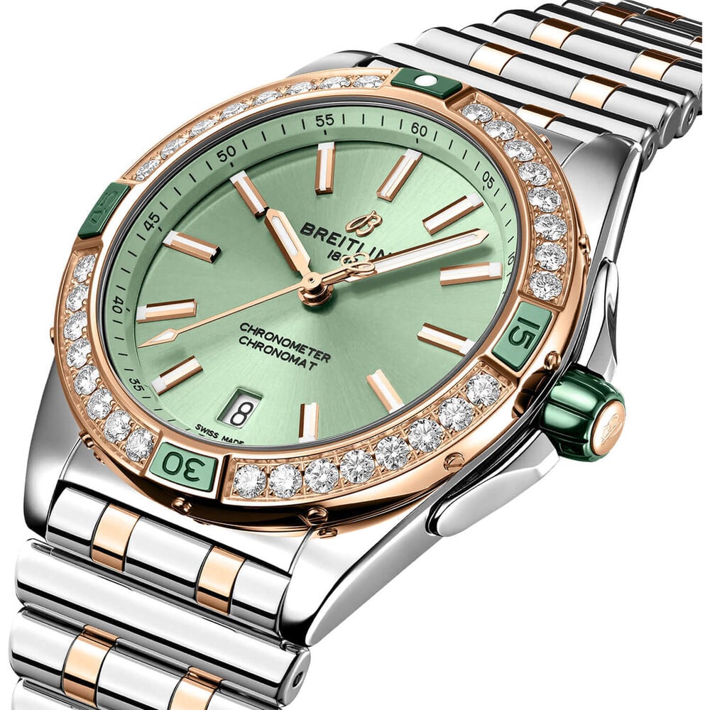 Breitling Super Chronomat Automatic 38 Green Dial Bracelet Watch image number 1