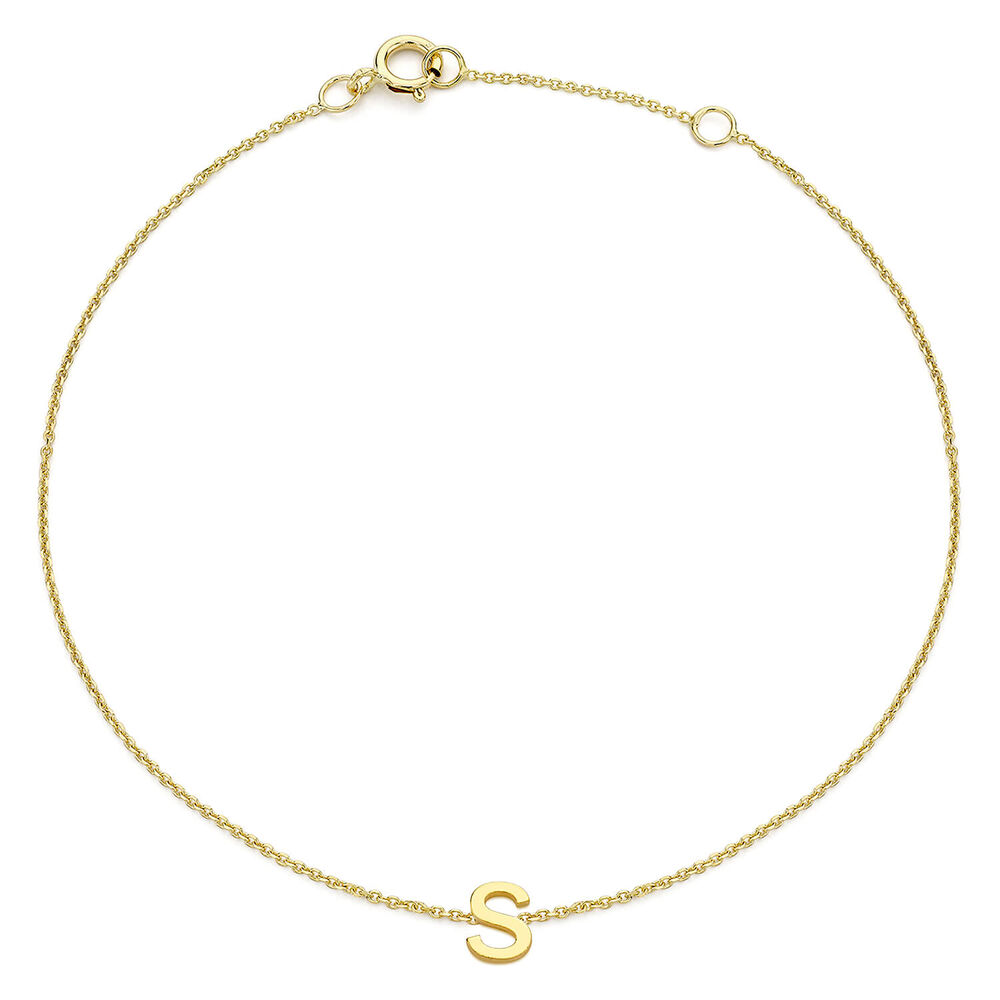 9 Carat Yellow Gold Petite Initial S Bracelet