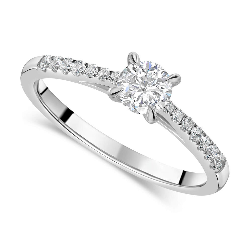 Platinum 0.54ct Amia Diamond Solitaire & Shoulders Ring