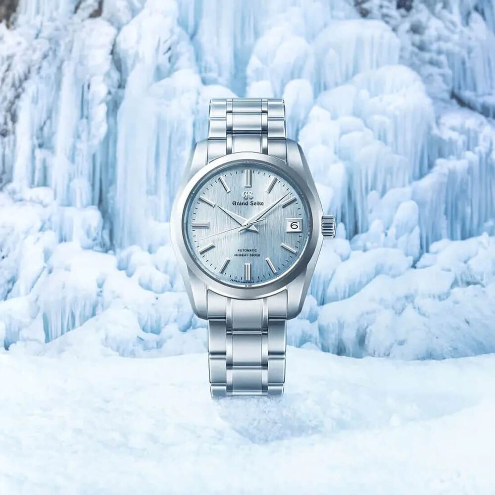 Grand Seiko Heritage 'Icefall' Hi-Beat 1998 Revival 37mm Light Blue Dial Steel Bracelet Watch image number 4