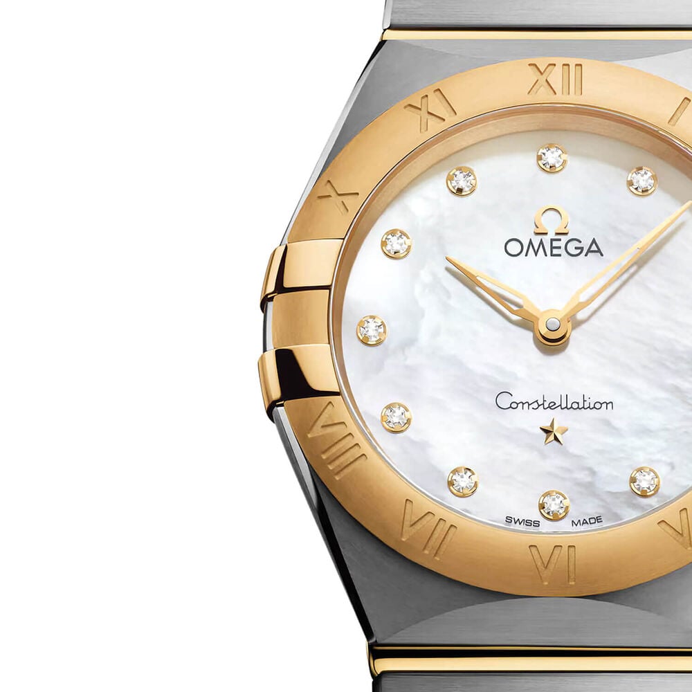 OMEGA Constellation 28mm MOP Dial Diamond Dots Steel & Gold Bracelet