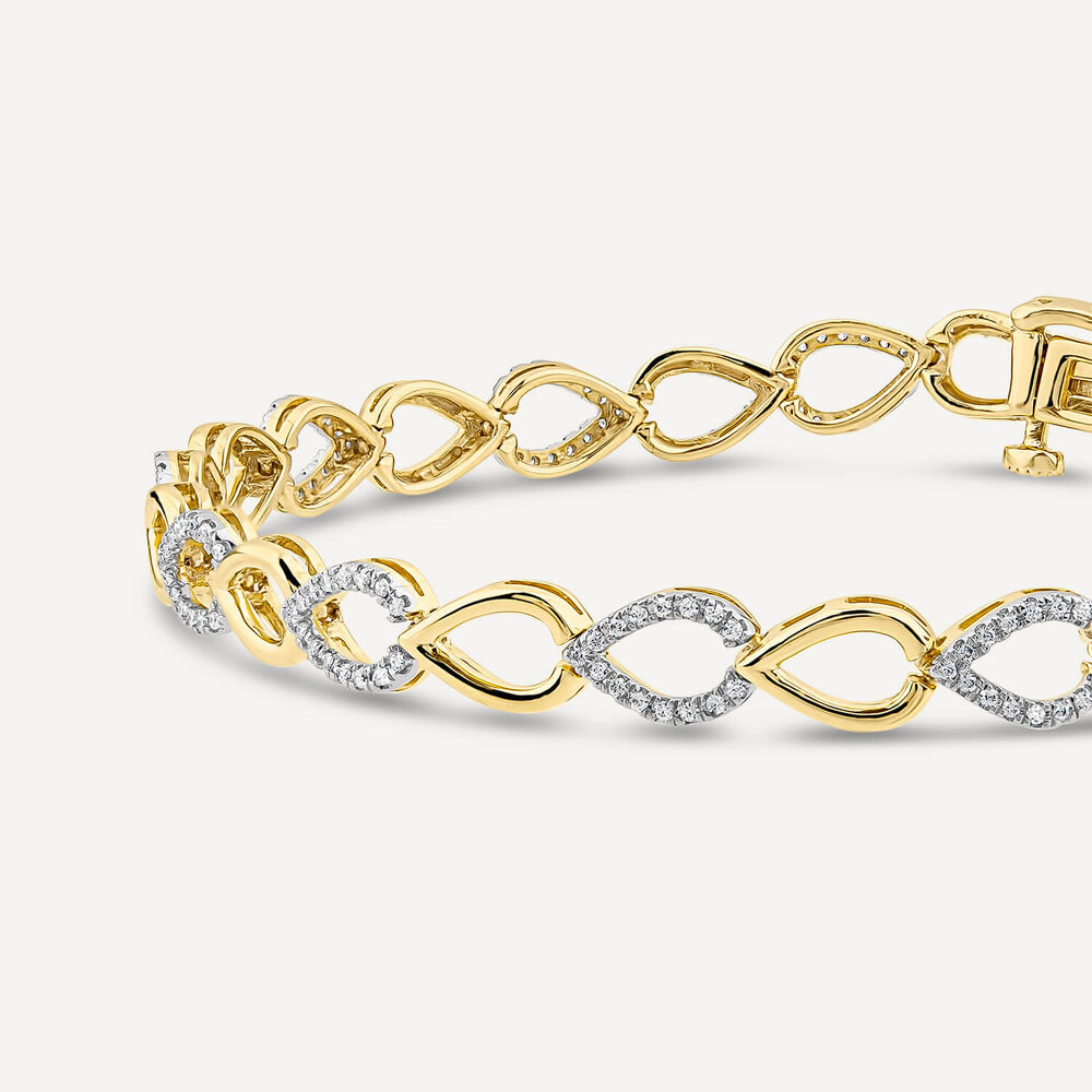 9ct Yellow Gold 0.58ct Diamond & Polished Teardrop Bracelet