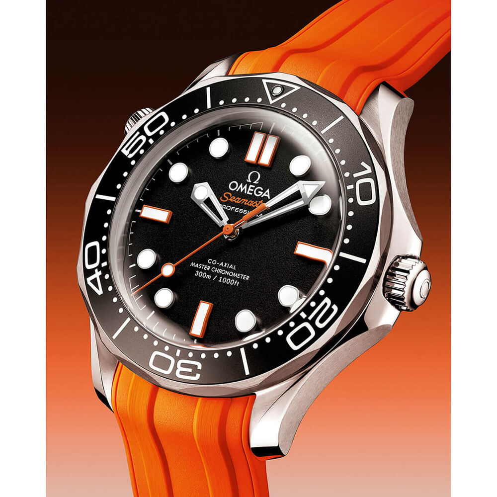 OMEGA Seamaster Diver 300M 42mm Black Dial Orange Rubber Strap Watch image number 5