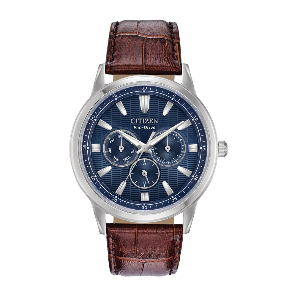 Citizen Eco-Drive Corso Blue Dial Brown Leather Men's Watch