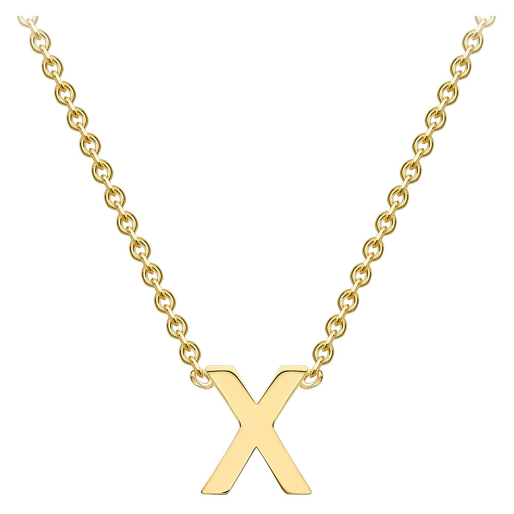 9 Carat Yellow Gold Petite Initial X Necklet image number 1