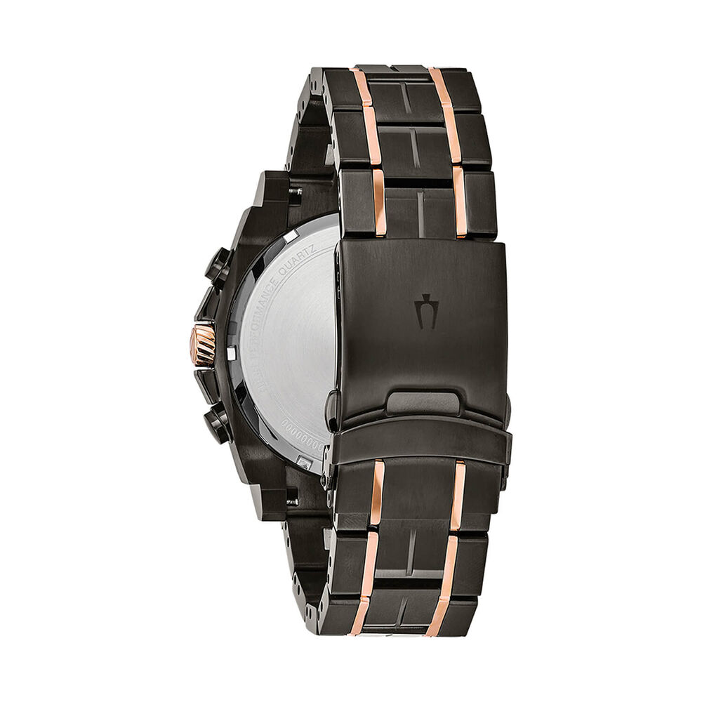 Bulova Icon Precisionist Diamond 46mm Black Dial Rose Gold Toned Bezel Steel Bracelet Watch image number 2