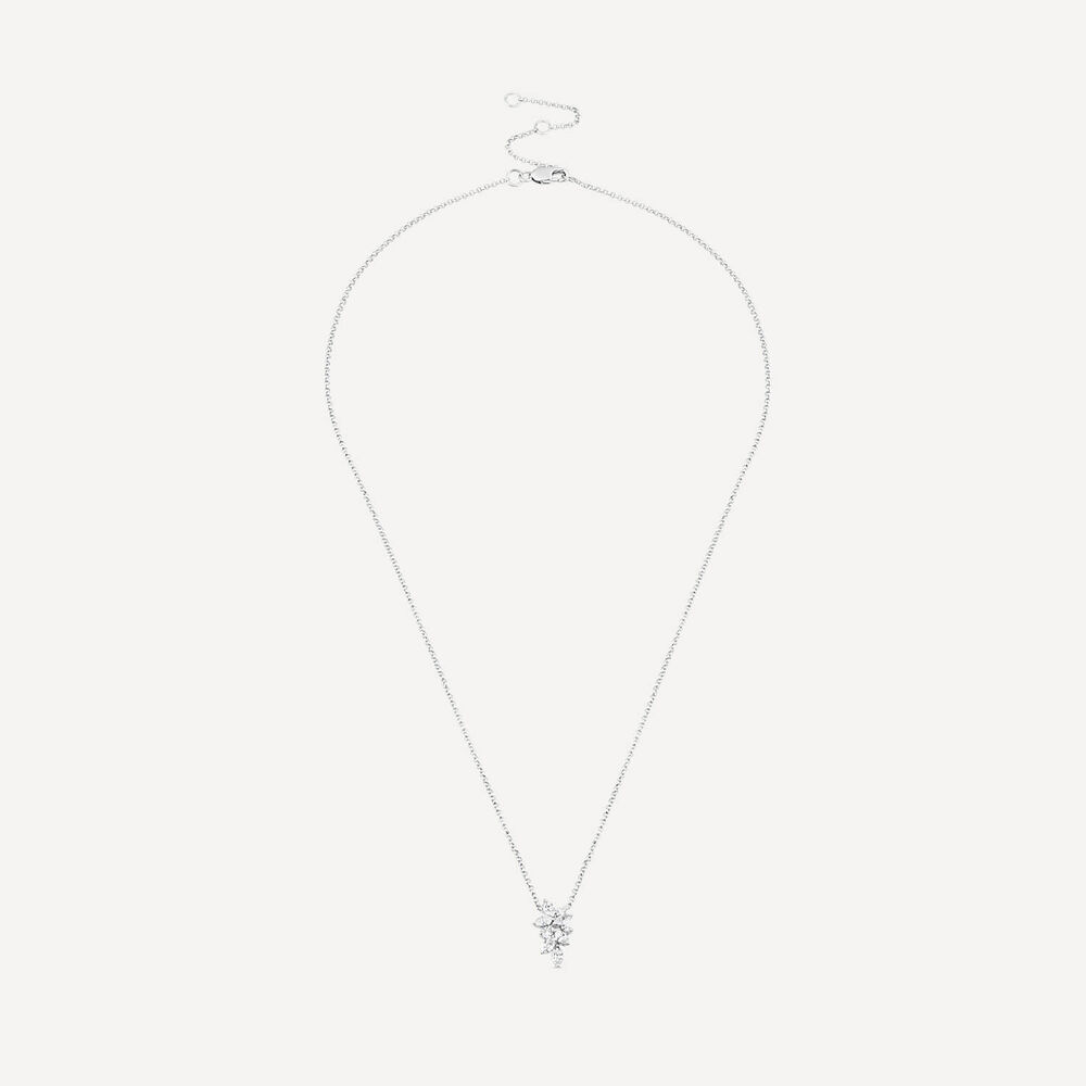 9ct White Gold 0.45ct Diamond Mixed Cuts Leaf Necklet image number 2