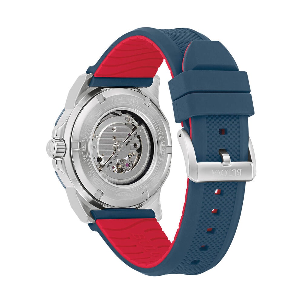 Bulova Marine Star Series A Automatic 45mm Blue Dial Silicone Strap Watch image number 1