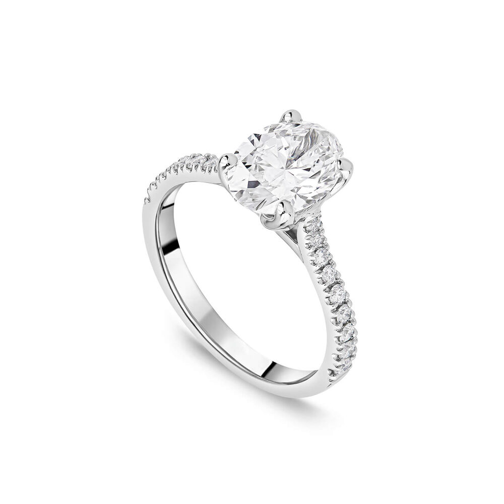 Born Platinum 1.70ct Oval Lab Grown Diamond Sides Ring image number 0