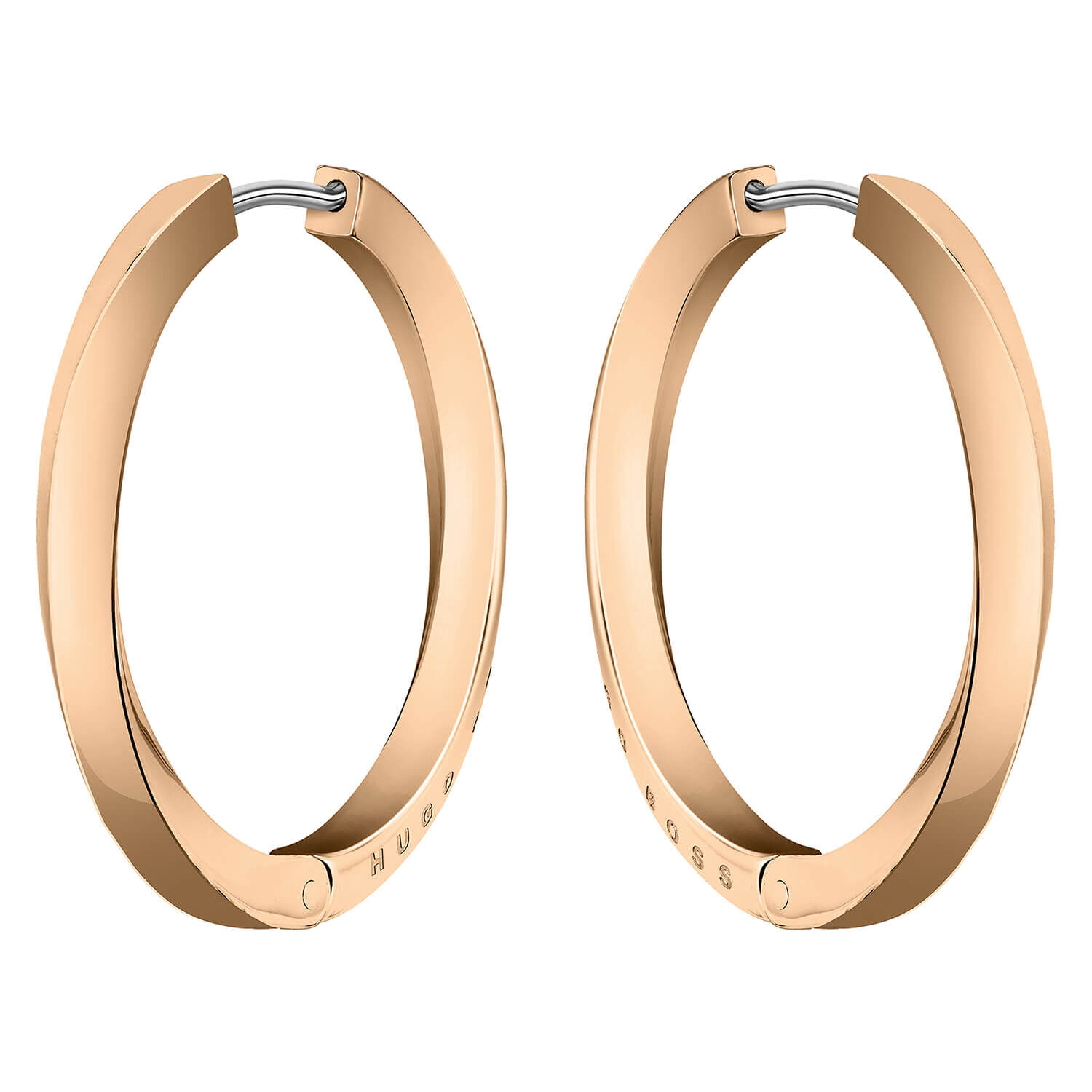 Hugo BOSS Ladies Rose Gold Plated Hoop Earrings