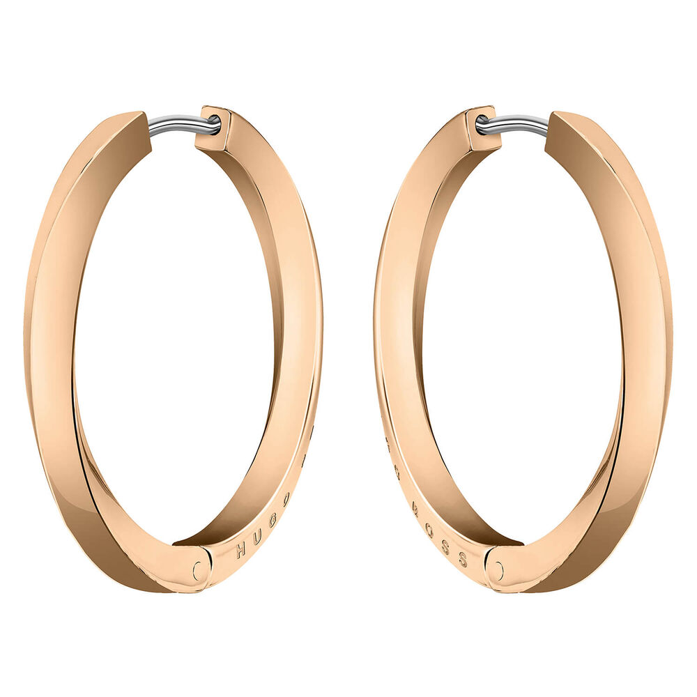 BOSS Ladies Rose Gold Plated Hoop Earrings