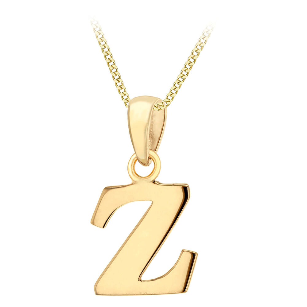 9ct Yellow Gold Plain Initial Z Pendant (Special Order) (Chain Included) image number 0