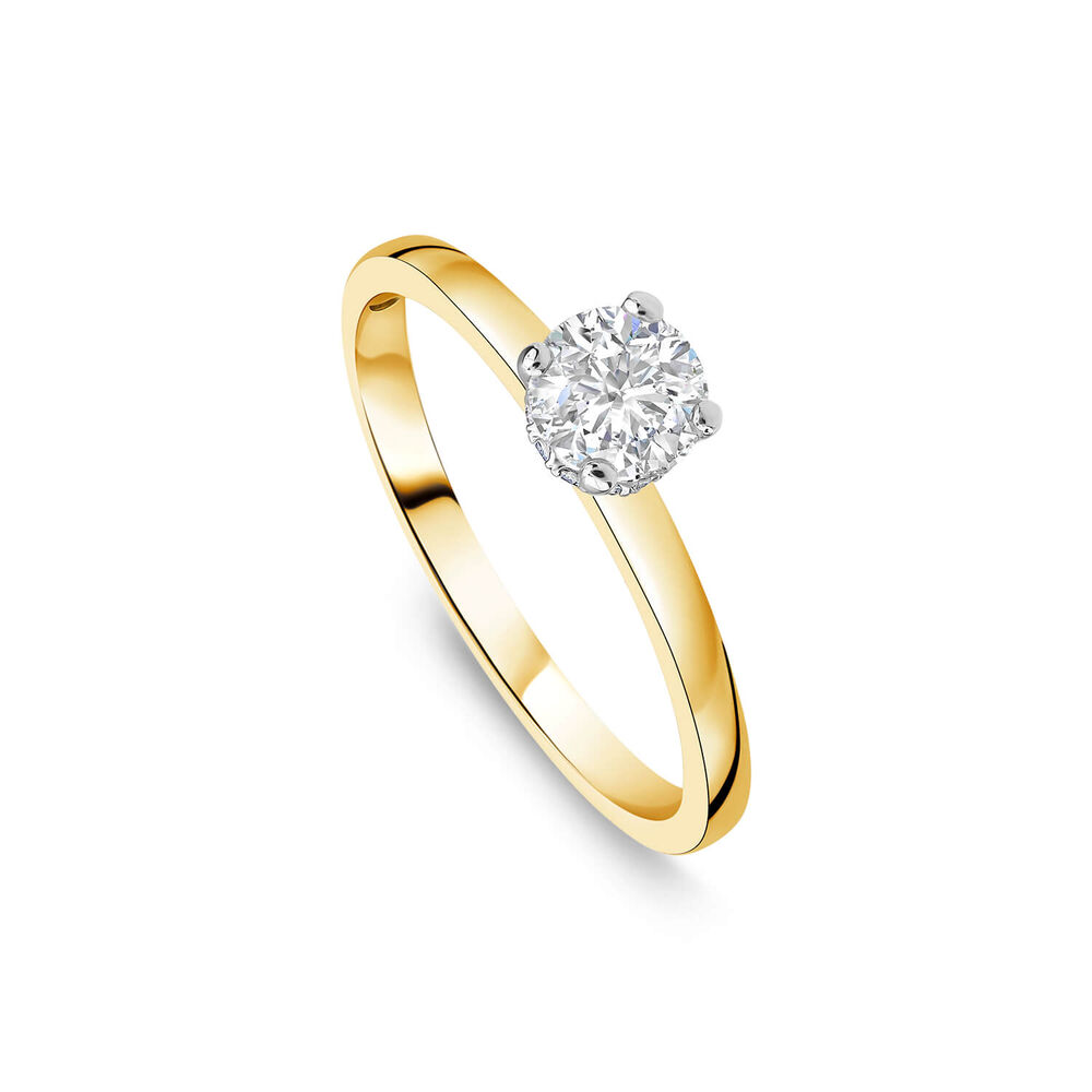 Northern Star 0.55ct Diamond Round Brilliant & Hidden Halo 18ct Yellow Gold Ring
