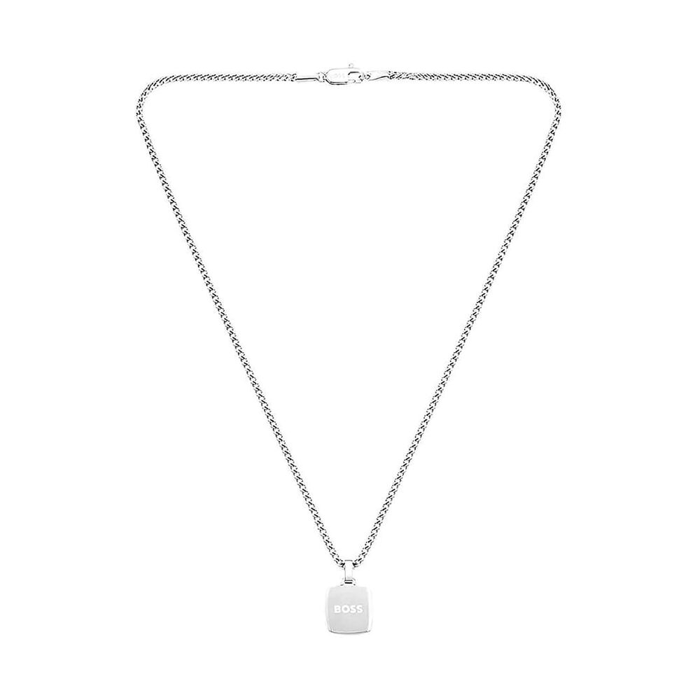 BOSS Black Reversible Pendant Steel Chain Necklace image number 2