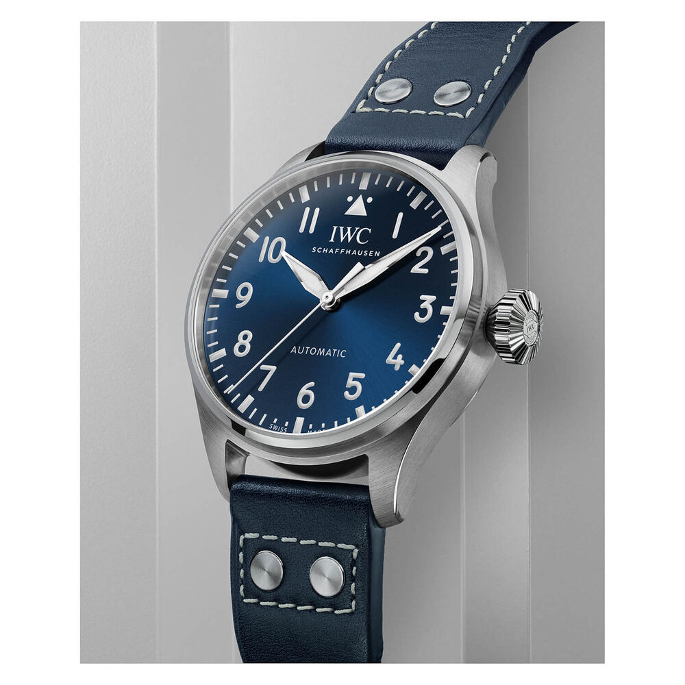 IWC Schaffhausen Big Pilot 43mm Blue Dial Steel Case Blue Strap Watch image number 4