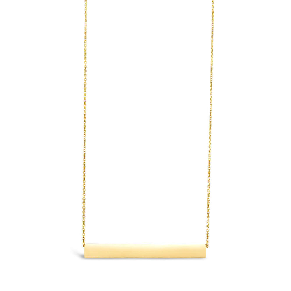 9ct Yellow Gold Rectangular Polished Bar Ladies Necklace image number 0