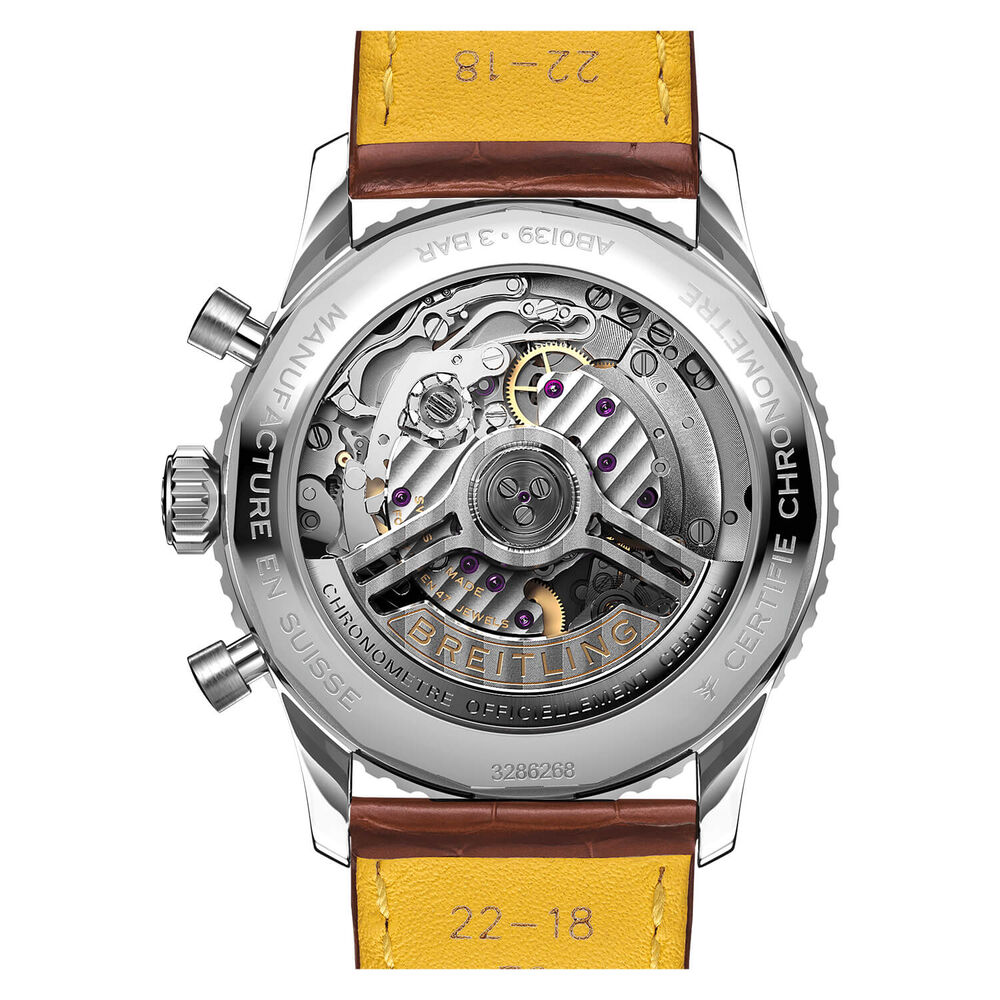 Breitling Navitimer B01 Chronograph 41 Silver Dial Brown Strap Watch image number 3