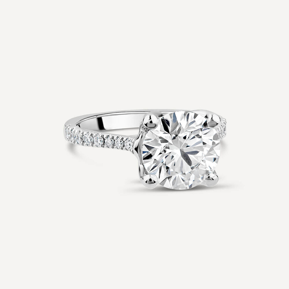 Born Platinum Lab Grown 1.90ct Round Brilliant Solitaire & Diamond Sides Ring image number 2