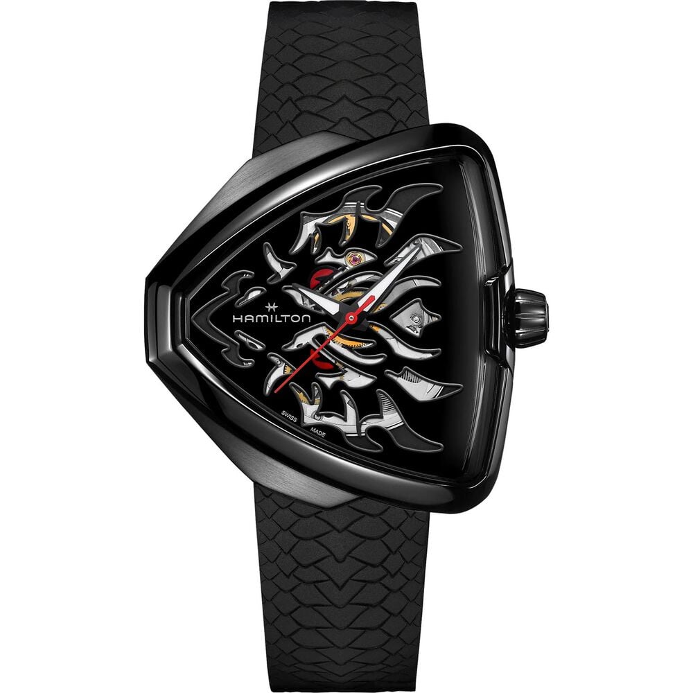 Hamilton Ventura Elvis80 Skeleton Auto 42x45mm Dial Black Rubber Strap Watch image number 0