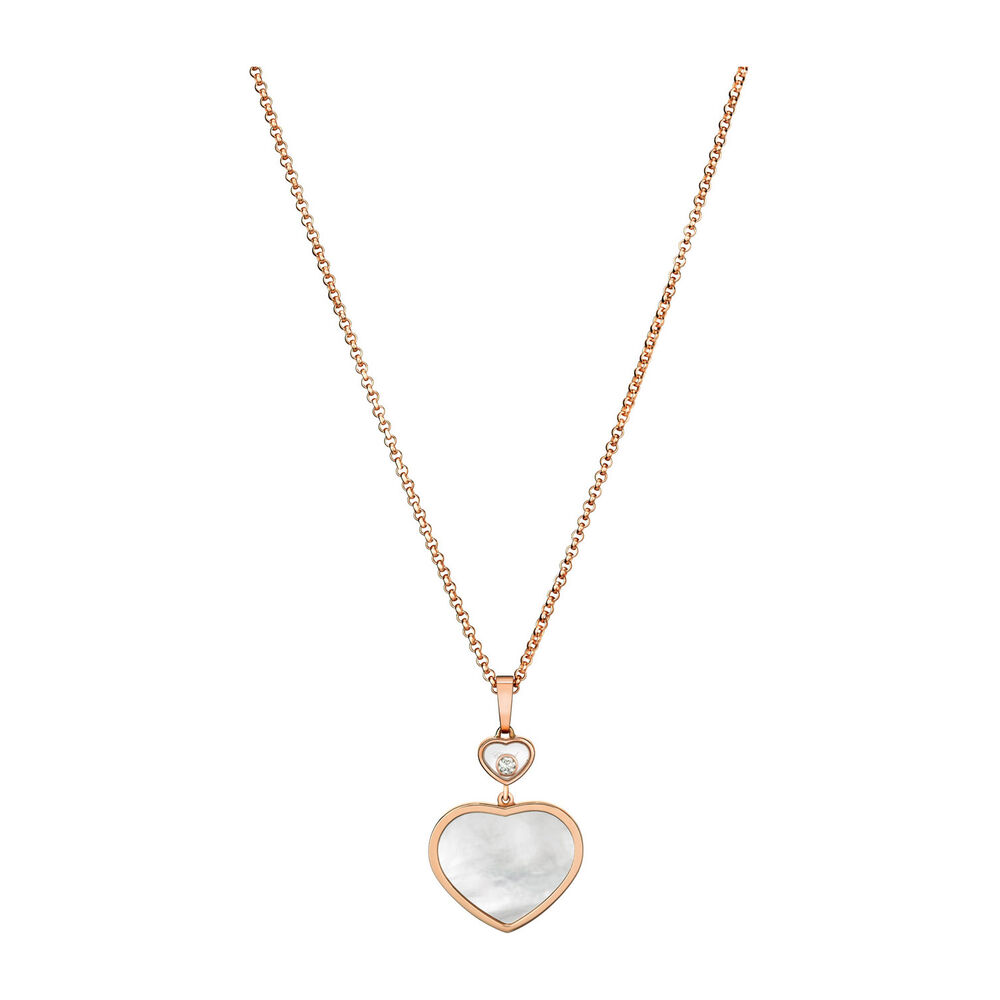 Chopard 18ct Rose Gold Diamond & Pearl Happy Heart Pendant image number 0